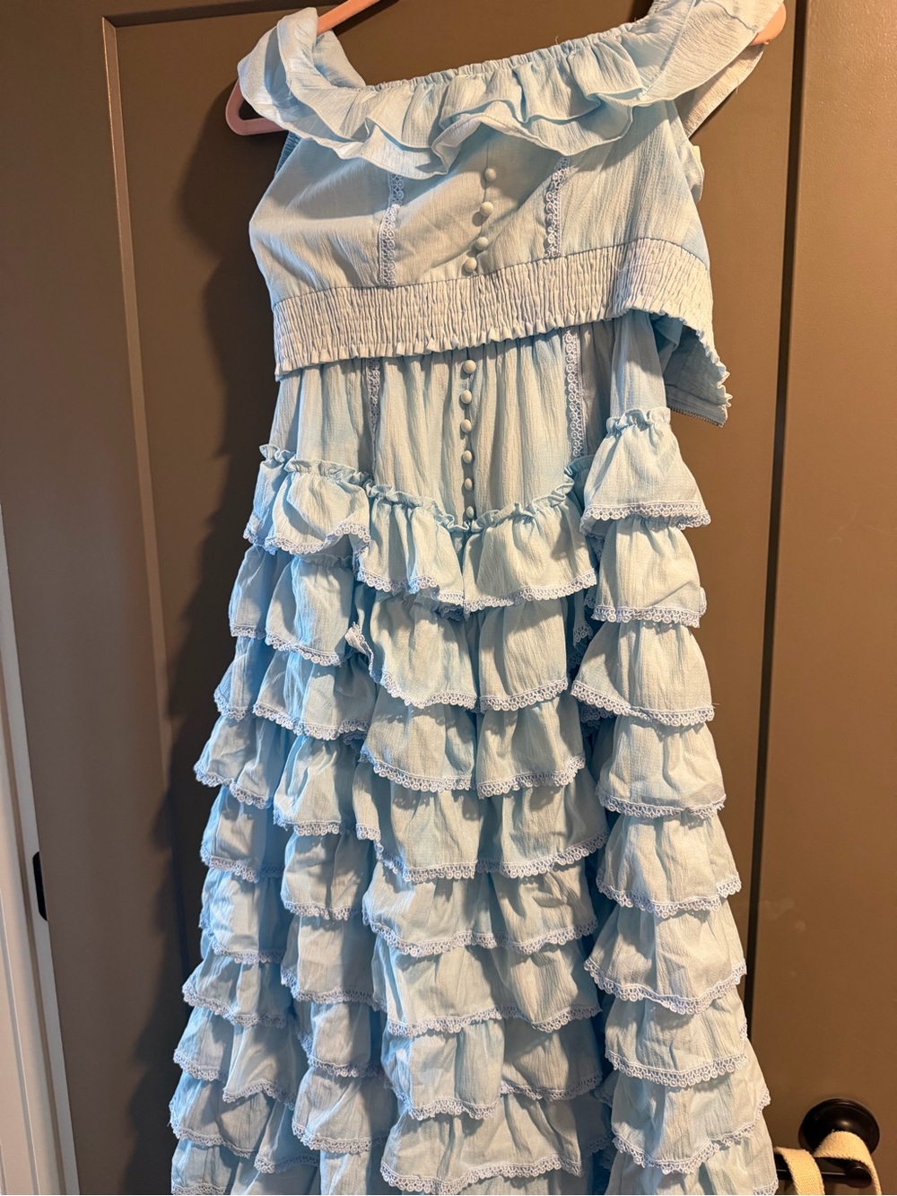 Light Blue ruffle tiered two piece skirt set Size small